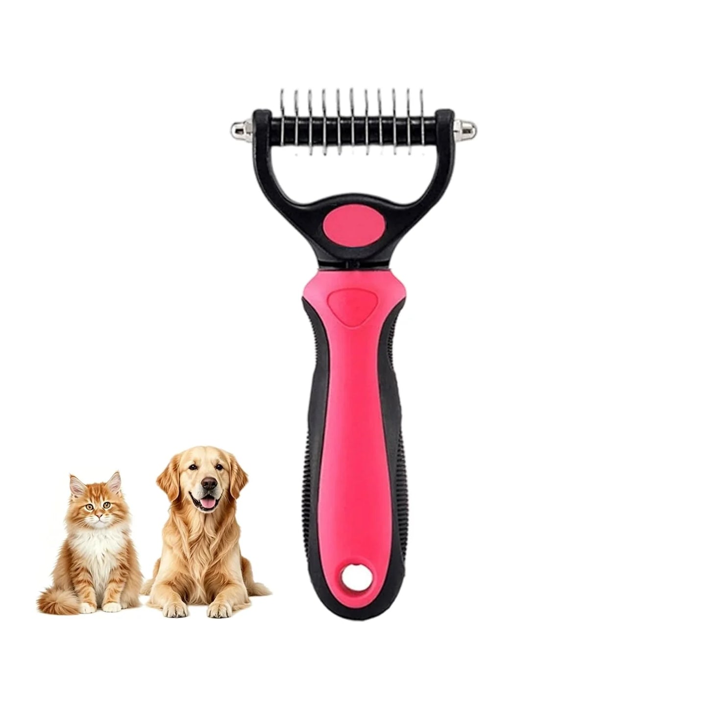 Dematting Comb for Dogs and Cats, Undercoat Rake Pet Brush for Long Hair, Deshedding Dog Brush Removes Tangles Knots and Loose Fur, Grooming Tool for Thick Coats (Pink M)