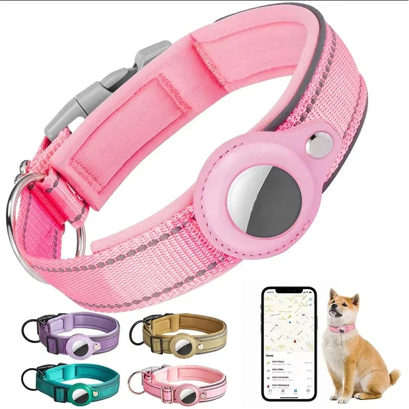 Reflective Airtag Dog Collar, Heavy Duty Dog Collar with Adjustable Airtag Holder Case Accessories for Large Dogs
