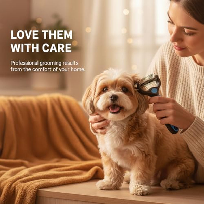 Dematting Comb for Dogs and Cats, Undercoat Rake Pet Brush for Long Hair, Deshedding Dog Brush Removes Tangles Knots and Loose Fur, Grooming Tool for Thick Coats (Pink M)