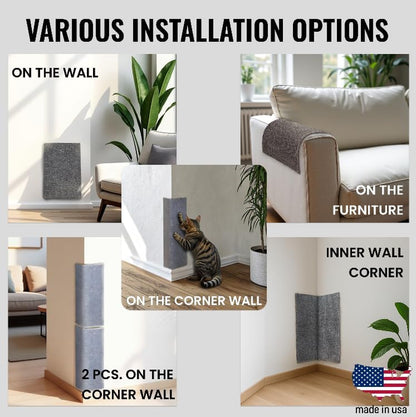 Wall Cat Scratcher & Corner Cat Scratcher – Indoor Scratching Post for Cats – Carpet Scratching Pad – Corner Scratchers for Indoor Cats – Wall Mounted Cat Mat