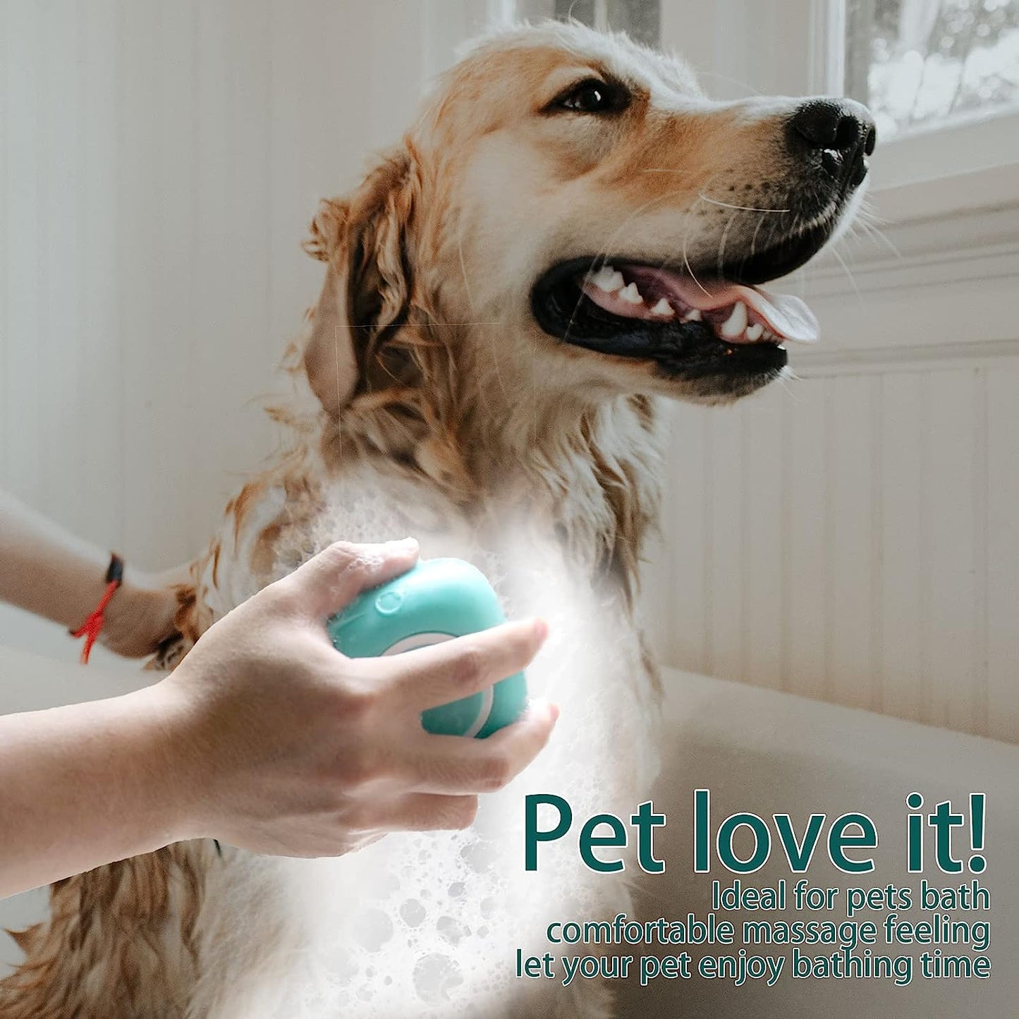 Pet Bath Brush Dog Shampoo Dispenser Dog Bath Brush Scrubber (Blue) | Soft Silicone Dog Cat Grooming Brush with Shampoo Dispenser for Gentle Massage Deep Cleaning and Bathing Cat Dogs and Puppies