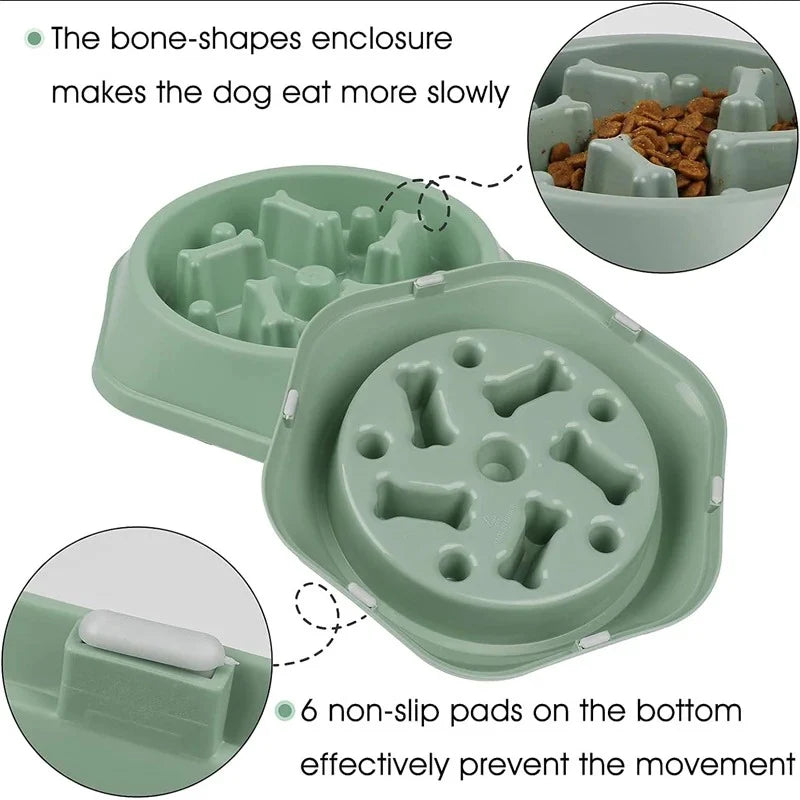Slow Feeder Dog Bowl Anti-Choking Puppy Food Bowl Anti-Slip Pet Slow Eating Dog Dishes Puzzle Feeders for Dogs Small Size