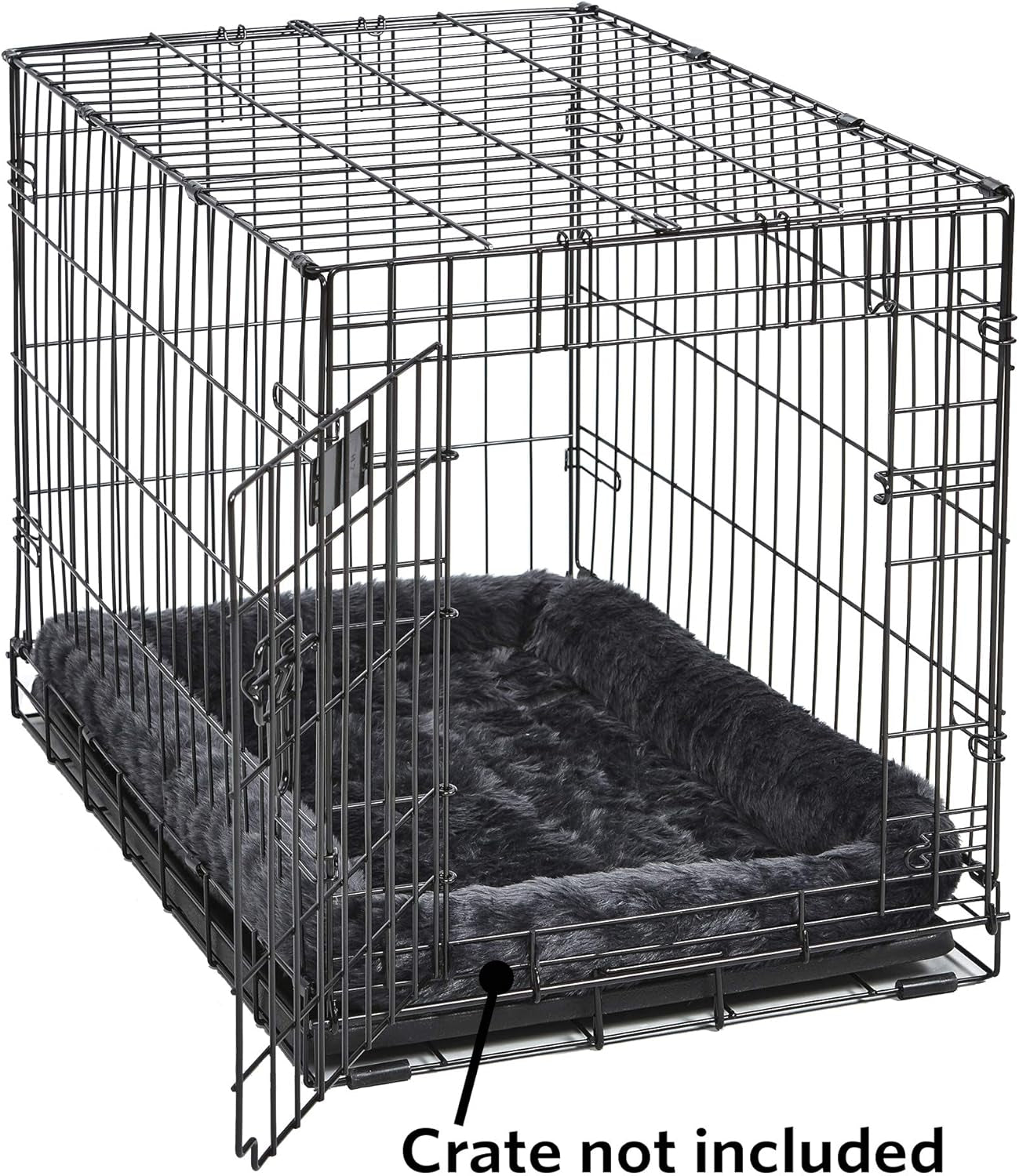 Midwest Homes for Pets Dog Bed - Gray Faux Fur Bolster, Ultra-Soft and Machine Washable, Fits 24-Inch Crates and Carriers, for Small Dogs and Cats