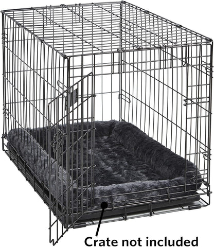 Midwest Homes for Pets Dog Bed - Gray Faux Fur Bolster, Ultra-Soft and Machine Washable, Fits 24-Inch Crates and Carriers, for Small Dogs and Cats