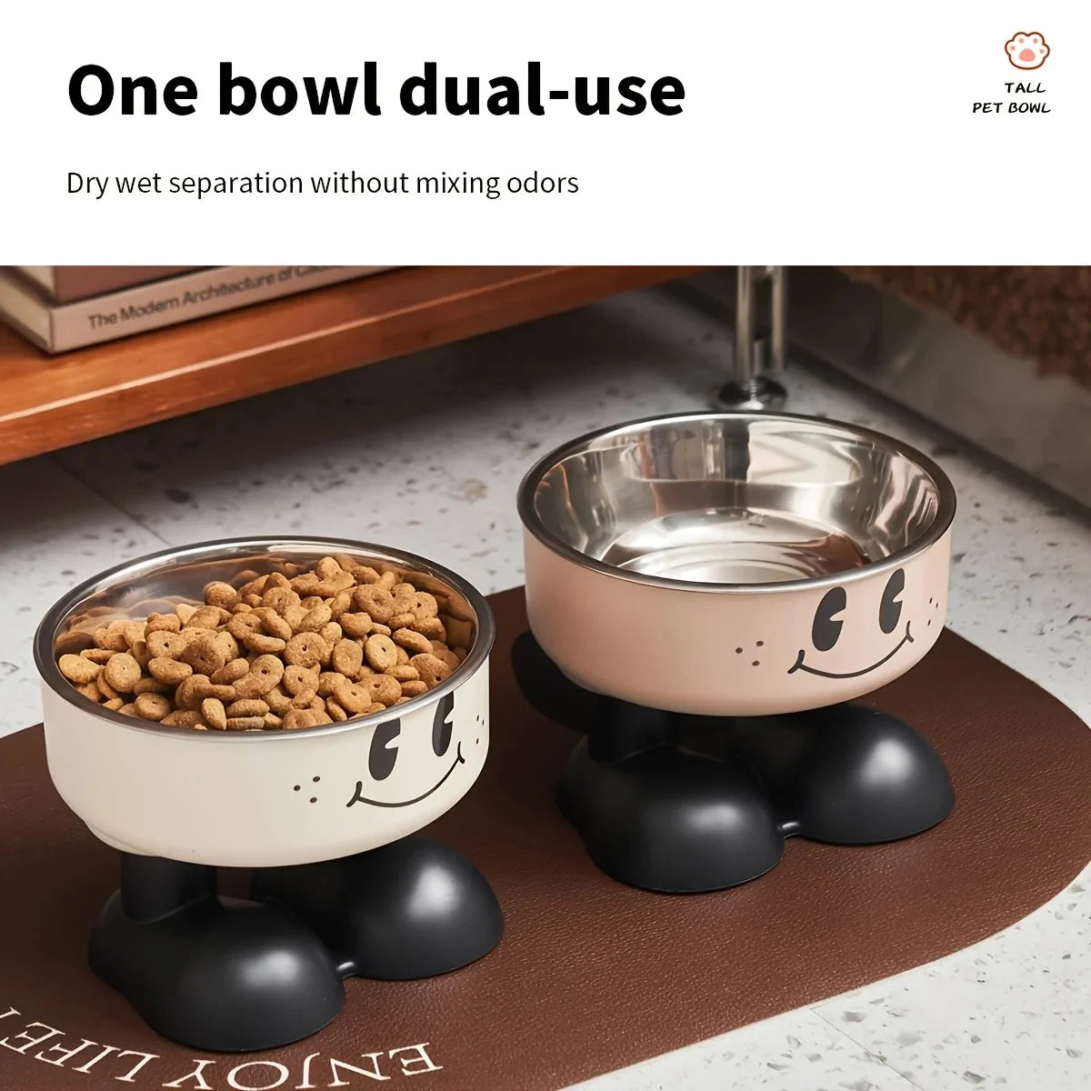 Elevated Dog Cat Bowl Stainless Steel Food Water Bowls Raised No Spill Pet Feeder Bowl for Puppy Small Medium Large Dogs Cats