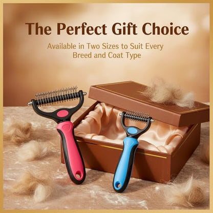 Dematting Comb for Dogs and Cats, Undercoat Rake Pet Brush for Long Hair, Deshedding Dog Brush Removes Tangles Knots and Loose Fur, Grooming Tool for Thick Coats (Pink M)