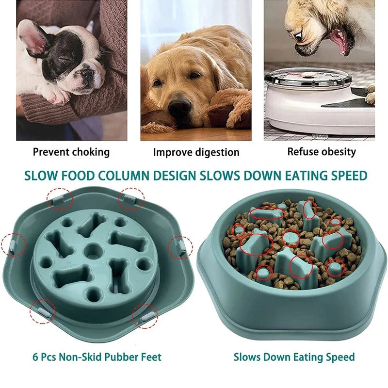 Slow Feeder Dog Bowl Anti-Choking Puppy Food Bowl Anti-Slip Pet Slow Eating Dog Dishes Puzzle Feeders for Dogs Small Size