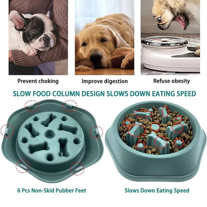 Slow Feeder Dog Bowl Anti-Choking Puppy Food Bowl Anti-Slip Pet Slow Eating Dog Dishes Puzzle Feeders for Dogs Small Size