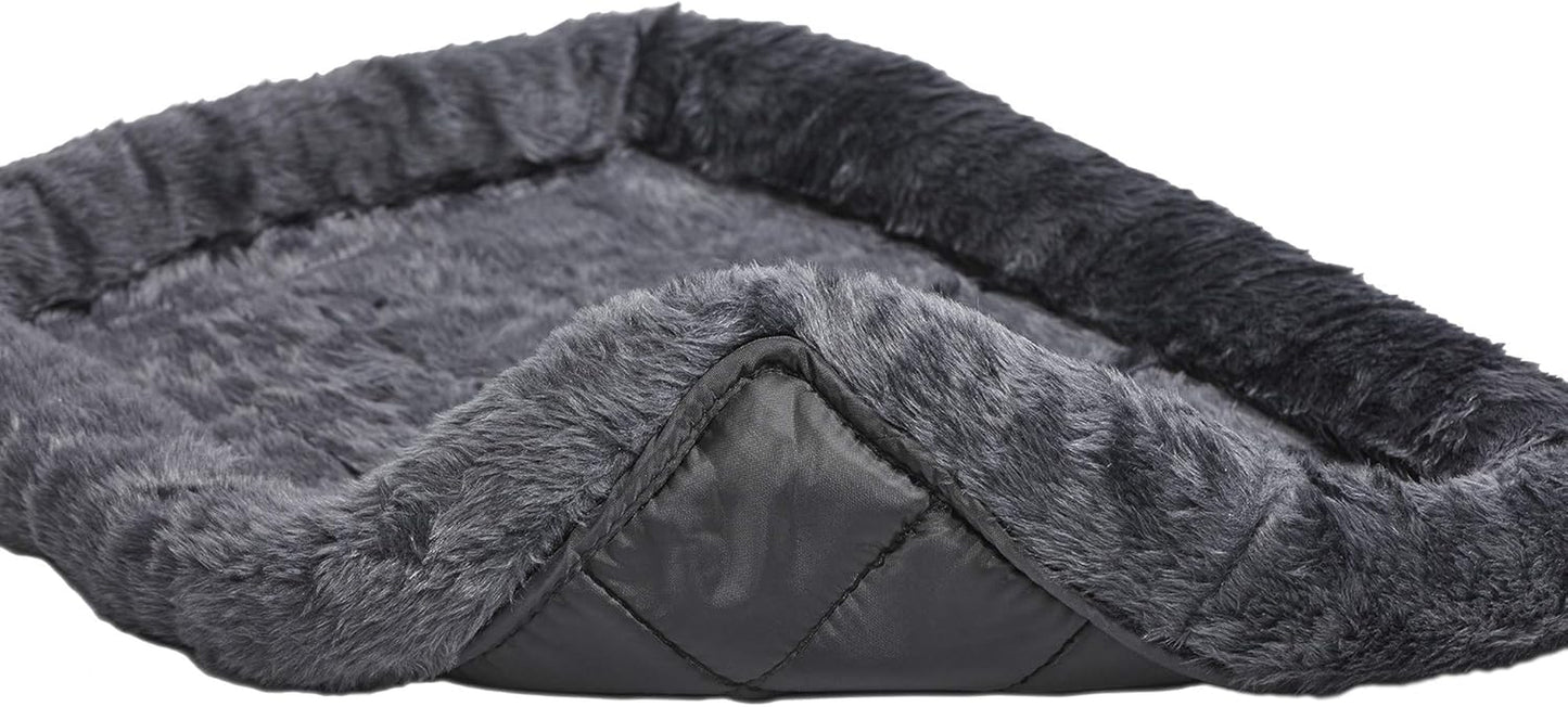 Midwest Homes for Pets Dog Bed - Gray Faux Fur Bolster, Ultra-Soft and Machine Washable, Fits 24-Inch Crates and Carriers, for Small Dogs and Cats