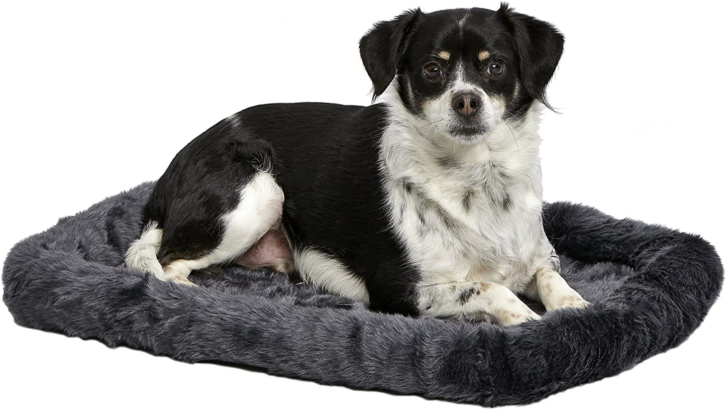 Midwest Homes for Pets Dog Bed - Gray Faux Fur Bolster, Ultra-Soft and Machine Washable, Fits 24-Inch Crates and Carriers, for Small Dogs and Cats