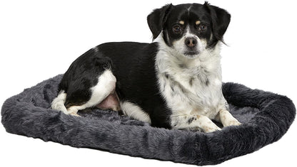 Midwest Homes for Pets Dog Bed - Gray Faux Fur Bolster, Ultra-Soft and Machine Washable, Fits 24-Inch Crates and Carriers, for Small Dogs and Cats