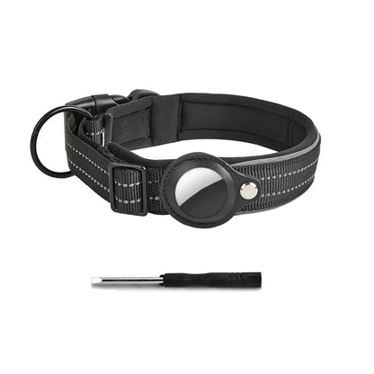 Reflective Airtag Dog Collar, Heavy Duty Dog Collar with Adjustable Airtag Holder Case Accessories for Large Dogs